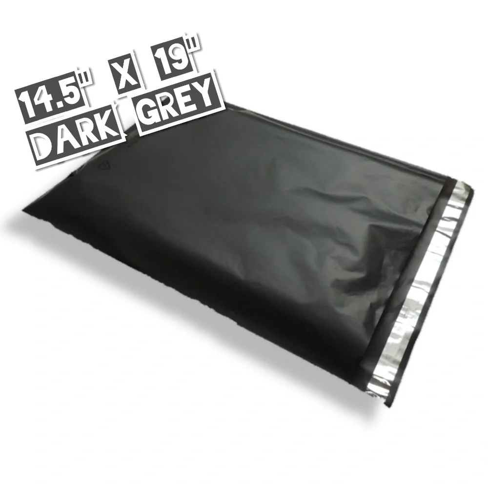 25 Dark Grey Poly Mailers 14.5x19 (100% Recycled)